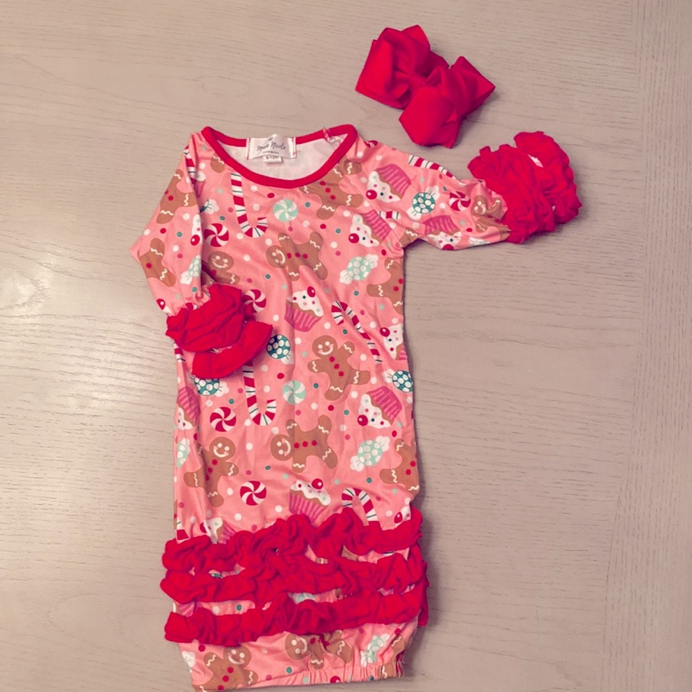 Christmas nightgown with ruffle detail NWOT